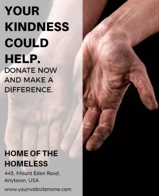 Powerful Black and White Charity Donation Campaign Poster Template