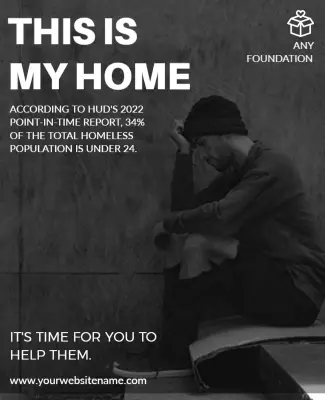 Powerful Black and White Homeless Awareness Poster Template
