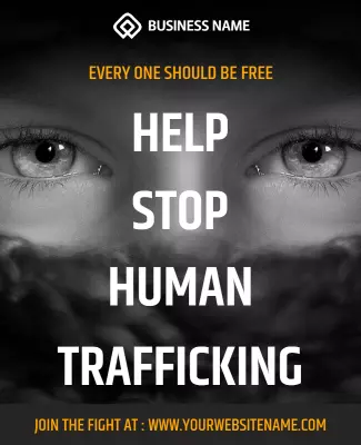 Powerful Black and White Human Trafficking Awareness Poster Template