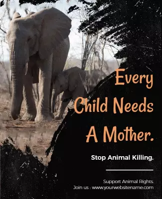 Powerful Black Elephant Conservation Awareness Poster Template