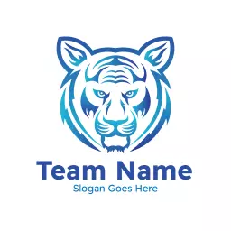 Powerful Blue Tiger Design Symbolizing Team Spirit Logo Template