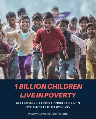 Powerful Children Running to Raise Poverty Awareness Poster Template
