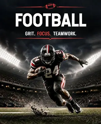 Powerful Football Player Athletic Event Poster Template