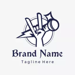 Powerful Gesture of Rock Music with Vibrant Microphone Logo Template