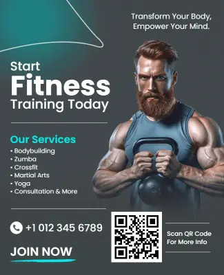 Powerful Gray Fitness Coaching Enrollment Flyer Template