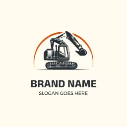 Powerful Orange-Detailed Excavator Design for Construction Logo Template