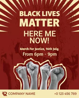 Powerful Red Black Lives Matter Protest Poster Template