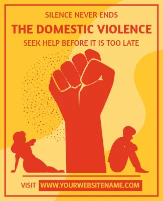 Powerful Red Domestic Violence Awareness Campaign Poster Template