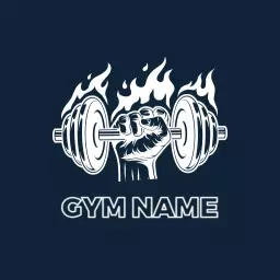 Powerful Weightlifting Design with Fiery Flames Logo Template