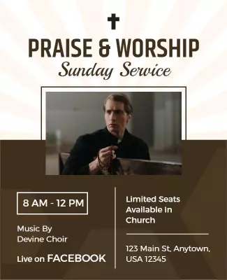 Praise and Worship Sunday Service Flyer Template