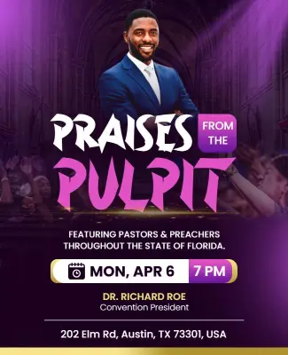 Praises from the Pulpit Church Event Flyer Template
