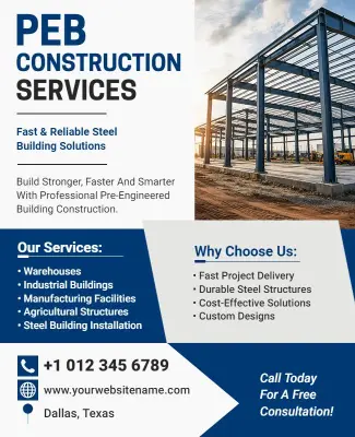 Pre-Engineered Building Construction Services Flyer Template