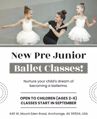 Promotional Pre Junior Ballet Classes Flyer Template