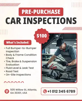 Pre-Purchase Car Inspections Service Flyer Template