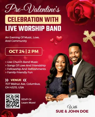 Pre-Valentine's Live Worship Band Event Celebration Flyer Template