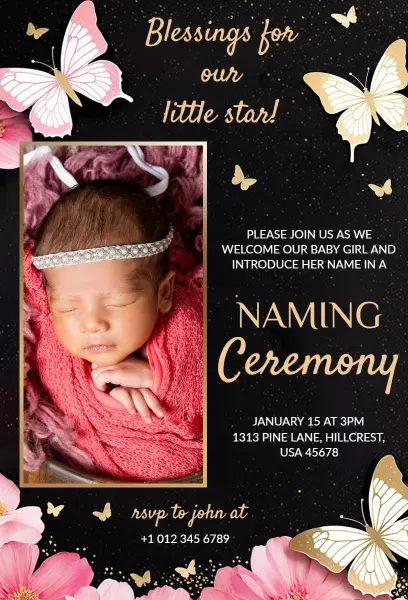 Precious Baby Girl Naming Ceremony Celebration Invitation Template