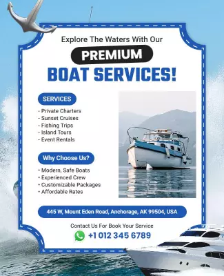 Premium Boat Services Promotional Flyer Template