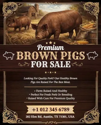 Premium Brown Pigs Sale Advertisement Flyer Template
