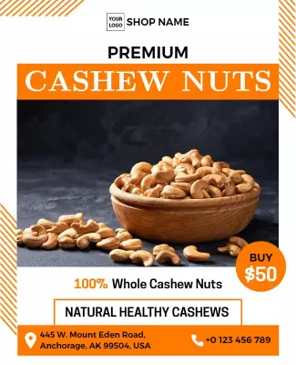 Premium Cashew Nuts Product Advertisement Poster Template