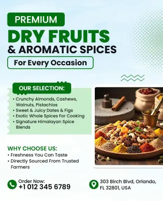 Premium Dry Fruits and Spices Promotional Flyer Template