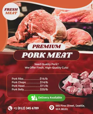 Premium Fresh Pork Meat Sale Flyer Template