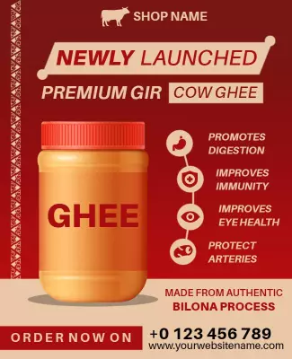 Premium Gir Cow Ghee Promotional Flyer Template