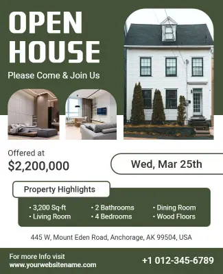 Premium Green Open House Flyer Template
