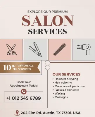 Premium Salon Services Promotional Flyer Template