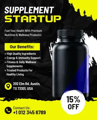 Premium Supplement Startup Marketing Flyer Template