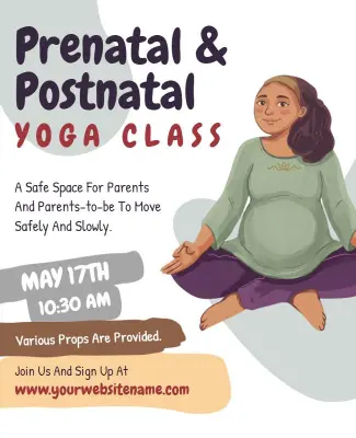 Prenatal and Postnatal Yoga Class Flyer Template