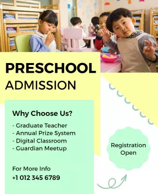 Preschool Admission Registration Open Flyer Template