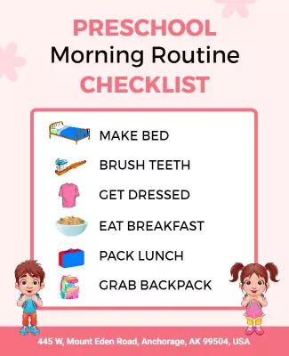 Preschool Morning Routine Checklist Flyer Template