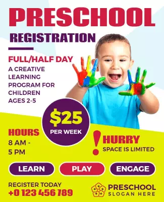 Preschool Registration Education Flyer Template