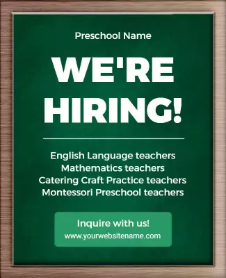 Preschool Teacher Recruitment Announcement Flyer Template