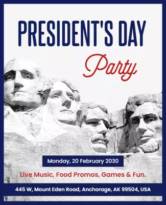 Presidents Day Celebration Party Flyer Template