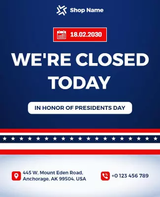 Presidents Day Closure Announcement Flyer Template