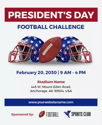 Presidents Day Football Challenge Flyer Template