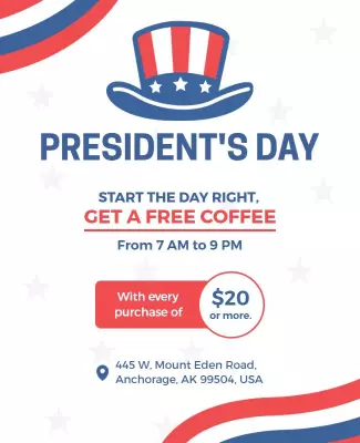 Presidents Day Free Coffee Promotion Flyer Template