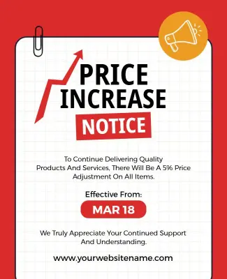 Price Increase Announcement Notice Poster Template