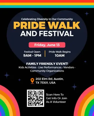 Pride Walk and Festival with Rainbow Design Flyer Template