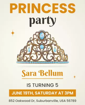 Princess Birthday Celebration Flyer Template