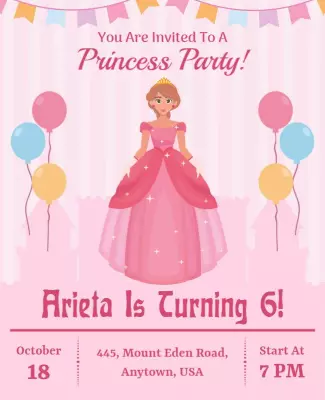 strapless open back dress Princess Dress-Up Party Birthday Invitation main image 0