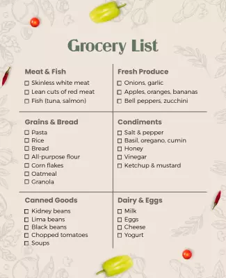 Printable Grocery Shopping List Flyer Template
