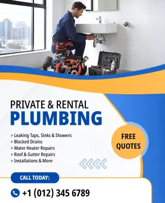 Private and Rental Plumbing Services Flyer Template