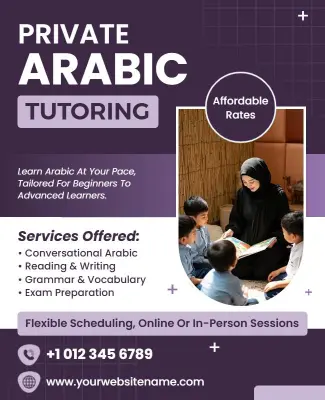 Private Arabic Tutoring Services Flyer Template