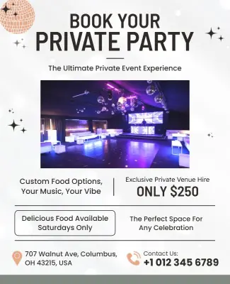 Private Party Venue Booking Flyer Template