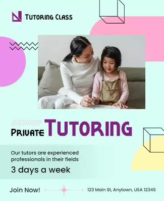 Colorful Modern Private Tutoring Class Flyer Template