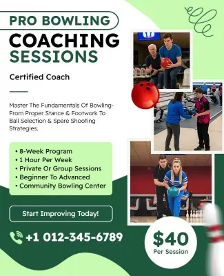 Pro Bowling Coaching Sessions Flyer Template