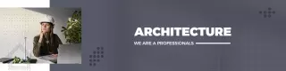 Professional Architect Imagining Designs on Gray LinkedIn Banner Template