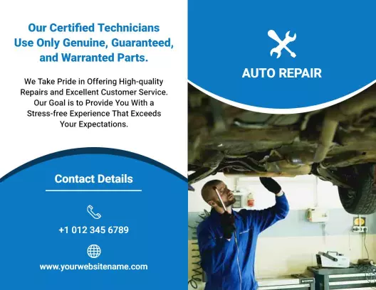 Professional Auto Repair Services and Technician Brochure Template